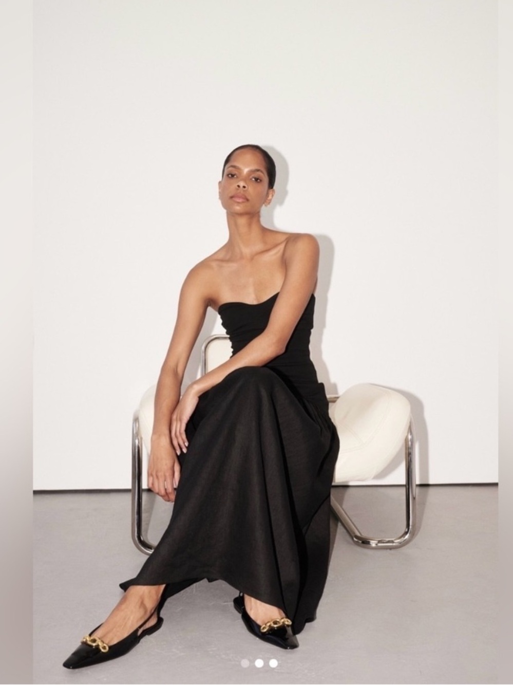 DISSH Strapless Black Maxi Dress with Gathered Skirt - Picture 3 of 4